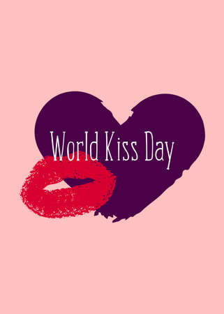 World kiss day. Template for card, poster, flyer, print. Vector illustration.のイラスト素材