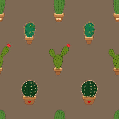 Cute cactus seamless pattern. Design element for textile, prints for clothes. Vector colorful illustration.のイラスト素材