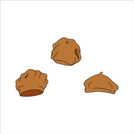 Doodle hat beret design. Winter vector colorful illustration isolated on white background.のイラスト素材