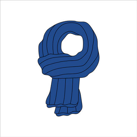 Doodle scarf design. Winter vector colorful illustration isolated on white background.のイラスト素材
