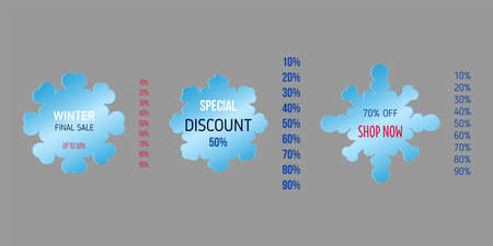 Winter shopping sale, discount stickers. Vector illustration of design elements for shop, store, posters, flyers, banners, web design.のイラスト素材