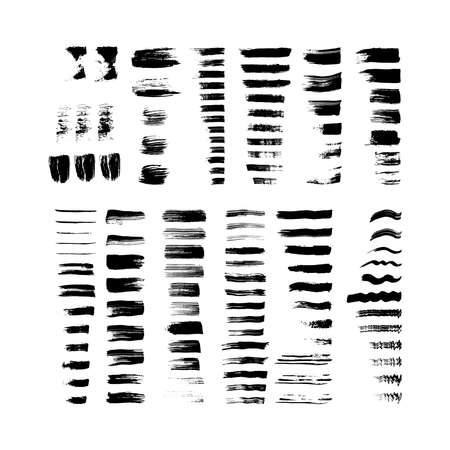 Vector paintbrush set. Ink splatters, painted lines, brush strokes.のイラスト素材