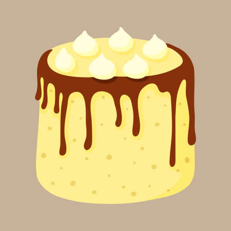 Pretty flat cake. Design sketch element for menu cafe, bistro, restaurant, coffeehouse, bakery,...