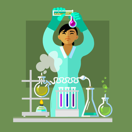 Woman working in the chemistry laboratoryのイラスト素材