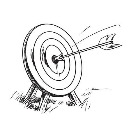 Arrow hitting the center of targetのイラスト素材
