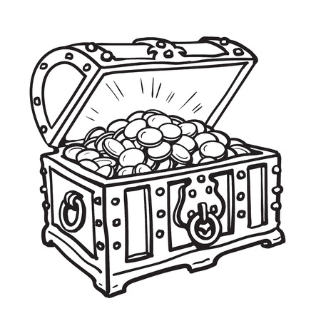 Old chest with gold coinsのイラスト素材