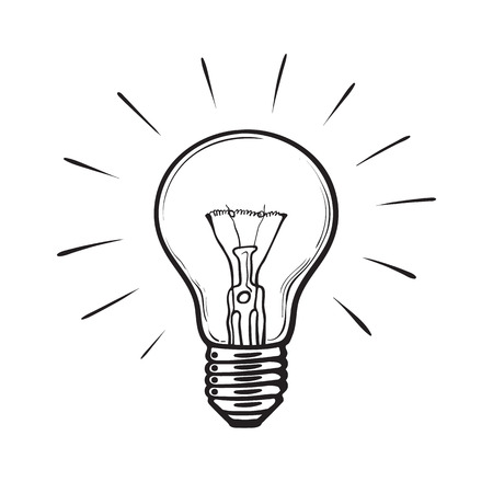 Sketch of glowing light bulbの写真素材