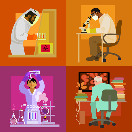Doctors are working in laboratory. Science concept setのイラスト素材