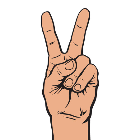 Hand with two fingers upのイラスト素材