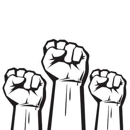 Clenched fists raised in protest.のイラスト素材