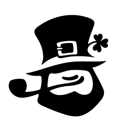 Leprechaun face icon. Saint Patricks Day icon. Hand drawn black vector illustration isolated on white background.のイラスト素材