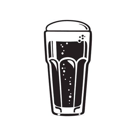Tumbler beer glass. Hand drawn vector illustration isolated on white background.のイラスト素材