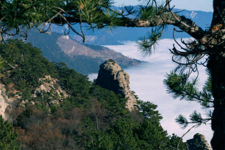 View of the mountains from the top of the mountain on a sunny day