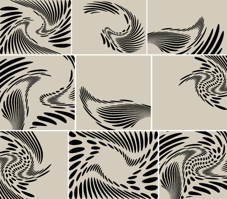 set - abstract vector backgrounds with curved figuresのイラスト素材