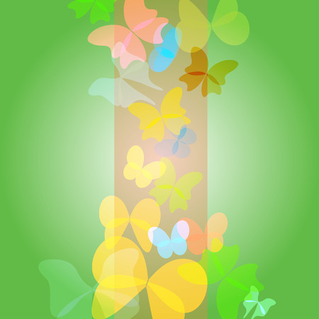 bright green background with  butterflies - vectorのイラスト素材