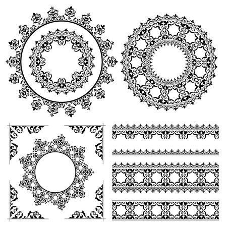 vintage ornaments and frames - vector set. Eps 8.のイラスト素材