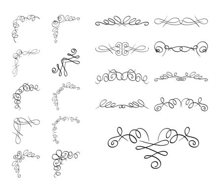 set of vector delimiters  curly elementsのイラスト素材