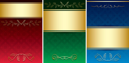 vintage cards with gold decorative ornament - vectorのイラスト素材