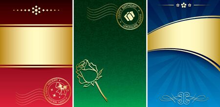 holiday cards with gold stamps and decorations - vectorのイラスト素材