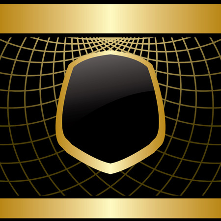 golden frame on black background with grid - vectorのイラスト素材