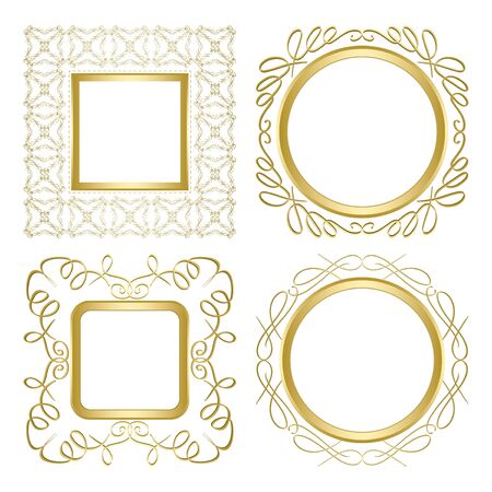 golden ornamental frames with gradientのイラスト素材