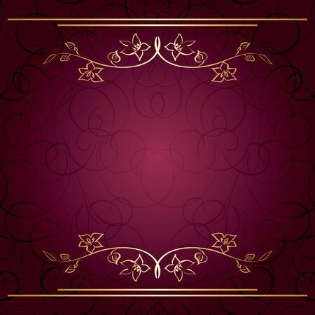 violet vector background with golden branchesのイラスト素材