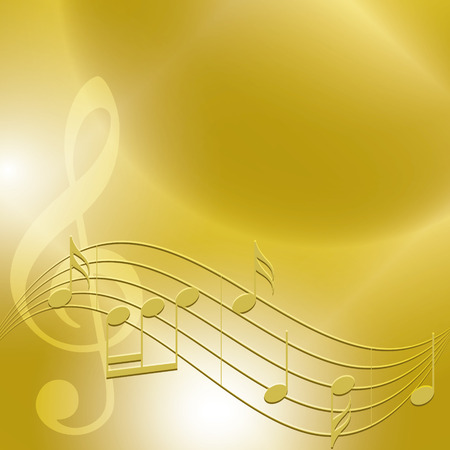 golden music background with notes - vectorのイラスト素材