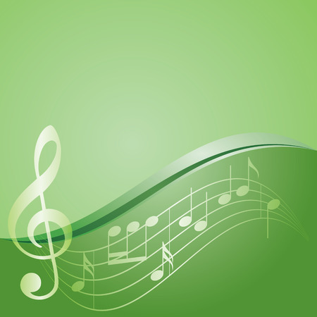 green vector background - curved music notesのイラスト素材