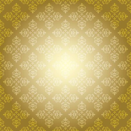 gold vintage vector pattern on yellow backgroundのイラスト素材