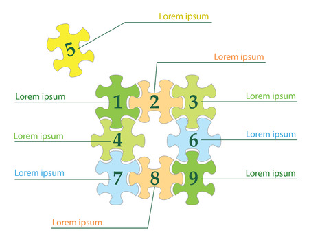 colorful puzzles infographics as business template - vectorのイラスト素材