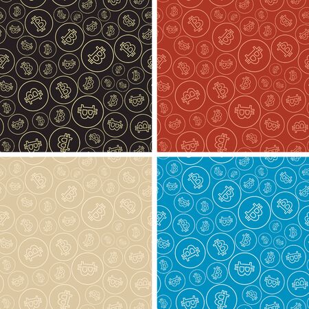 color seamless patterns with bitcoins - vector backgroundsのイラスト素材