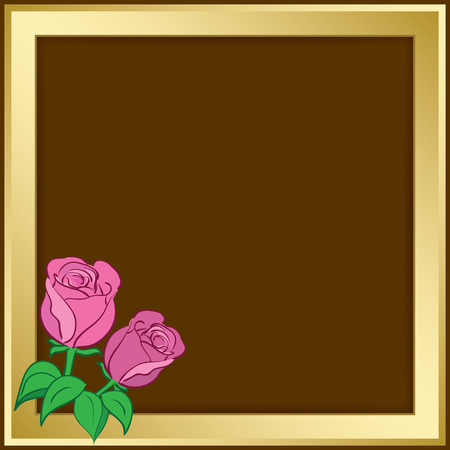 Gold vector frame with roses vector illustrationのイラスト素材