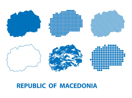 map of Republic of Macedonia - vector set of silhouettes in different patternsのイラスト素材