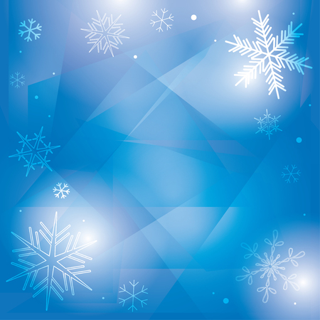 abstract blue winter background with beautiful snowflakes - vectorのイラスト素材