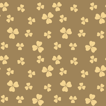 dark beige seamless pattern with light beige shamrock leaves - vector backgroundのイラスト素材