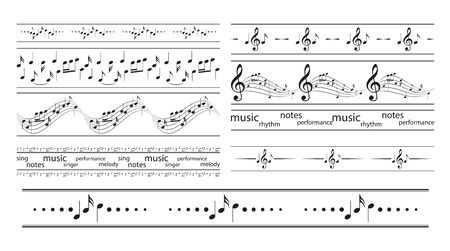 seamless borders with music notes - vector musical framesのイラスト素材