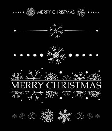 white decorations with snowflakes - merry christmas - vector setのイラスト素材