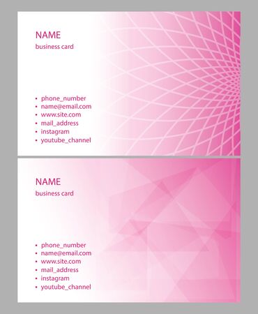 business cards in white and pink colors - abstract vector backgrounds with gradientのイラスト素材