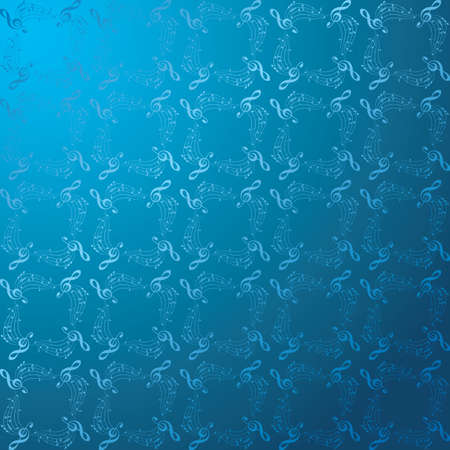 blue background with bended music notes - vector decorative musical patternのイラスト素材