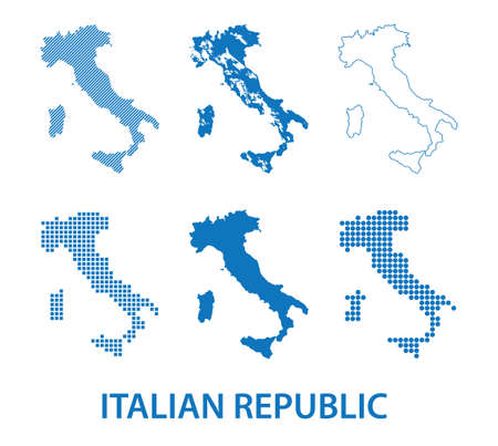 map of Italy - vector set of silhouettes in different patternsのイラスト素材