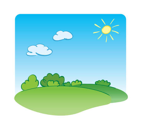 green summer landscape under blue sky - vectorのイラスト素材