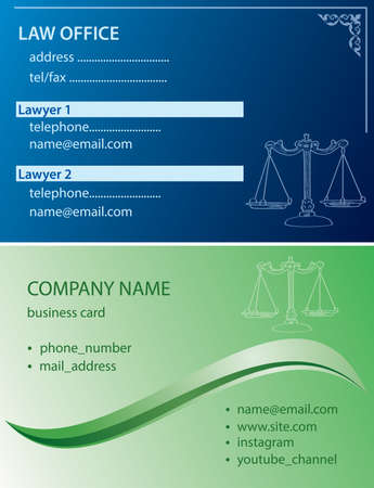 blue and green vector templates of visit cards - lawyersのイラスト素材
