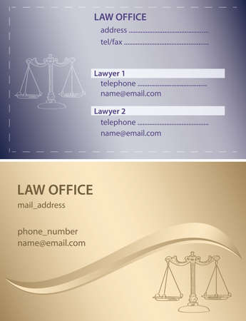 visit cards of lawyers - violet and gold vector templatesのイラスト素材