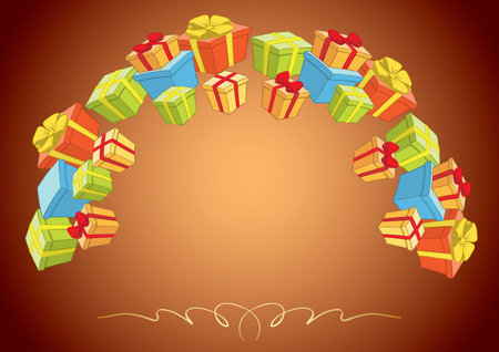 background with gift boxes for celebrating holiday - vector greeting cardのイラスト素材