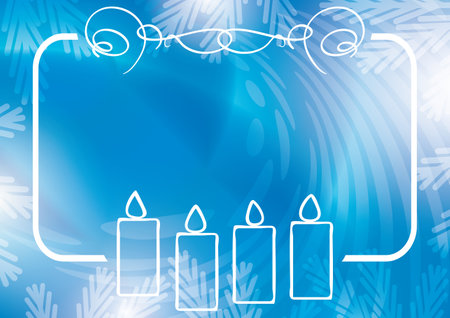 decorative frame with advent candles on white blue background - vector flyerのイラスト素材