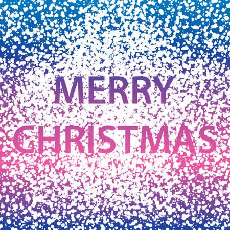 merry christmas - cut out from white snow on blue red background - vectorのイラスト素材