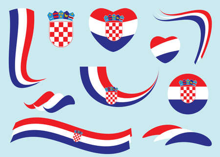 vector design elements - set of flags of Croatia - national symbolのイラスト素材