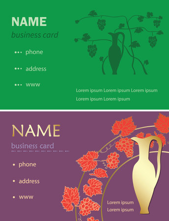 business cards with grape - vector template for wine businessのイラスト素材