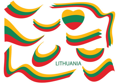 flag of Republic of Lithuania - vector elements and wavy shapesのイラスト素材