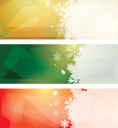 color vector templates with white snowflakes - set of bannersのイラスト素材